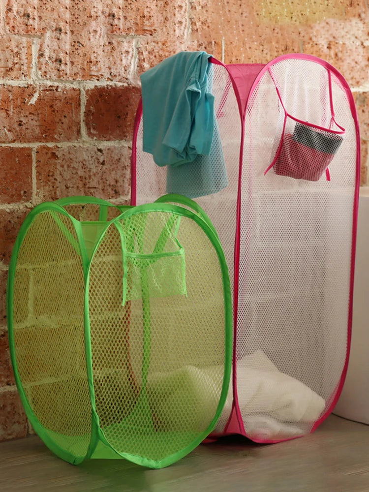 Wasmand opvouwbaar mesh 40x40x70 cm katoen