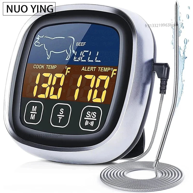 Digital Meat Thermometer with Waterproof Stainless Steel Probe for Oven and BBQ