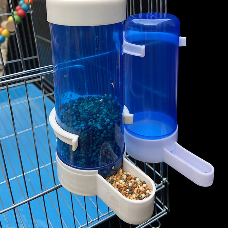 Vogel drinkbak blauw transparant kunststof