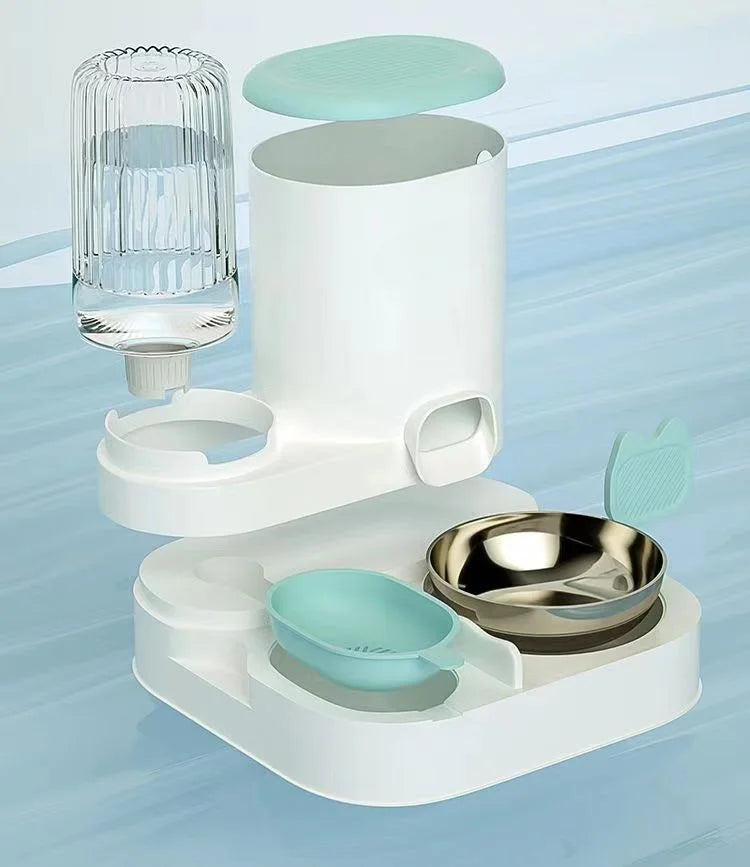 Integrated Food and Water Bowl for Cats and Dogs | Plastic