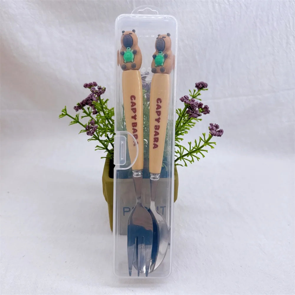 Capybara Bestekset Vork en Lepel Roestvrij Staal