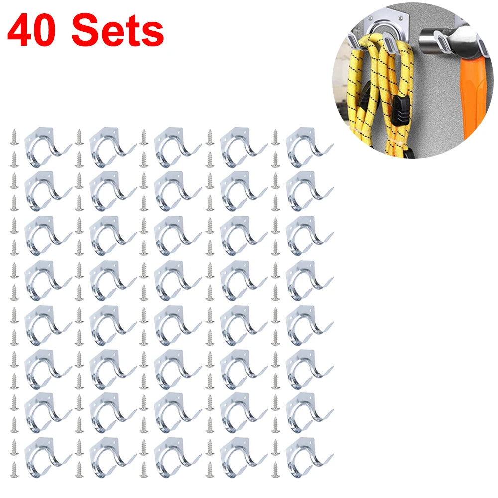 Set van 5 Dubbele Gietijzeren Wandhaken voor Gereedschap