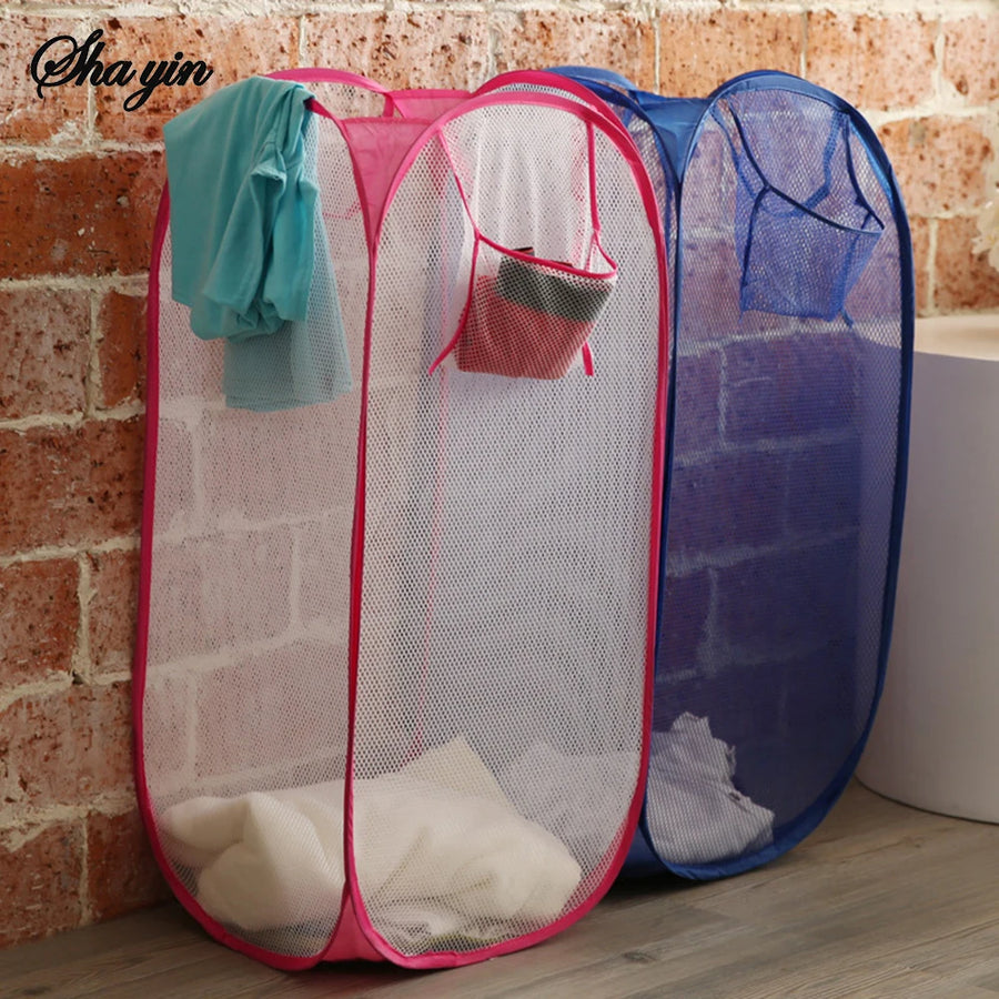 Wasmand opvouwbaar mesh 40x40x70 cm katoen