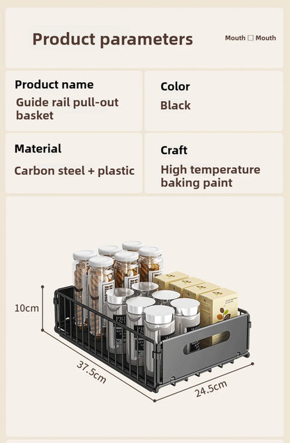 Uittrekbare opbergmand voor diepe kast, zwart