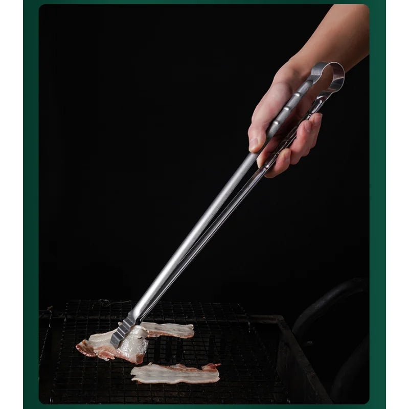 Long BBQ Tongs 45 cm Stainless Steel for Outdoor Cooking