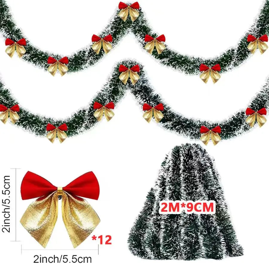Kerstslinger groen tinsel met strikjes