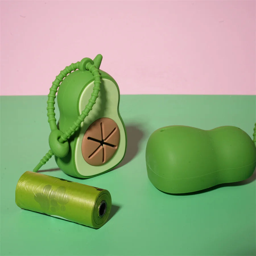 Hondenpoepzakjeshouder avocado met riemclip