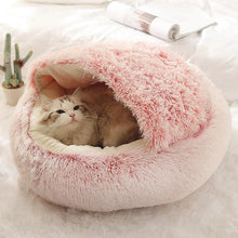 Rond 2-in-1 Huisdierbed met Cover voor Kat en Kleine Hond