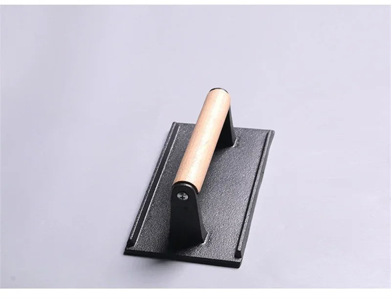 Rectangular Cast Iron Meat Press for Burgers and Steaks