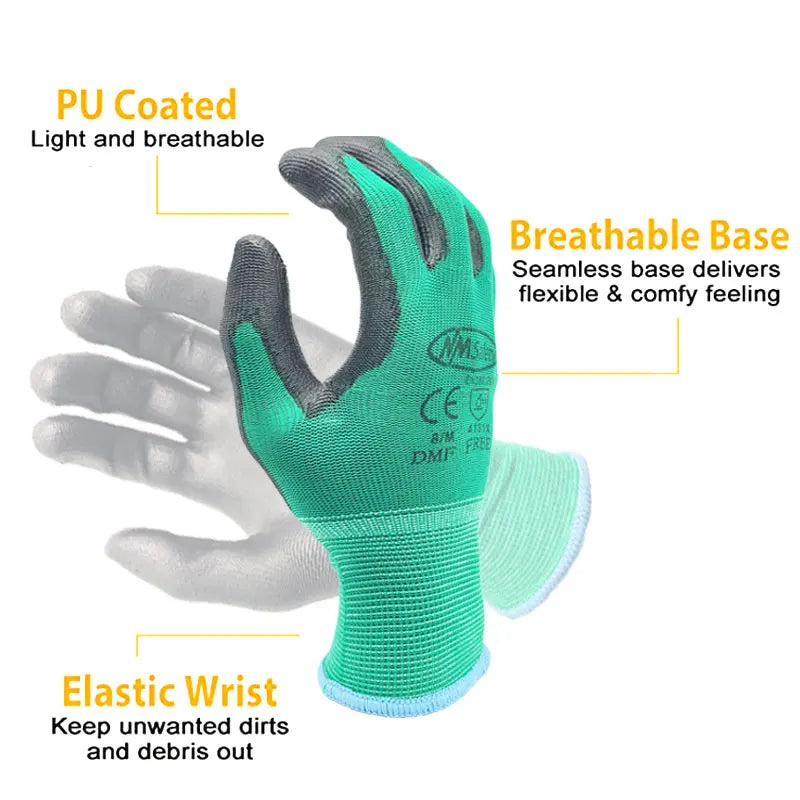 Werkhandschoenen PU-coating 12 paar