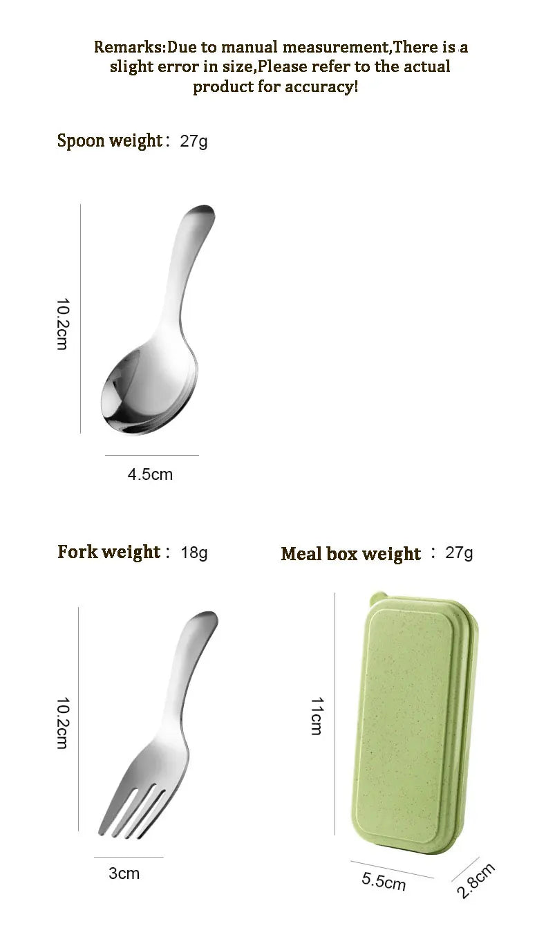 Draagbare RVS Bestekset met Lepel en Vork