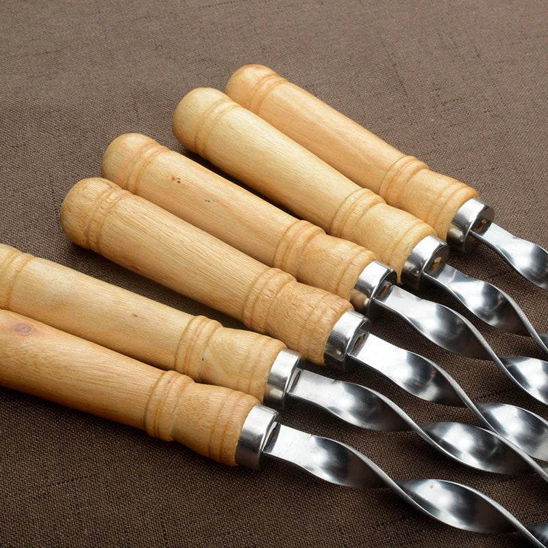 55 cm BBQ Skewers with Long Handle - Reusable Stainless Steel