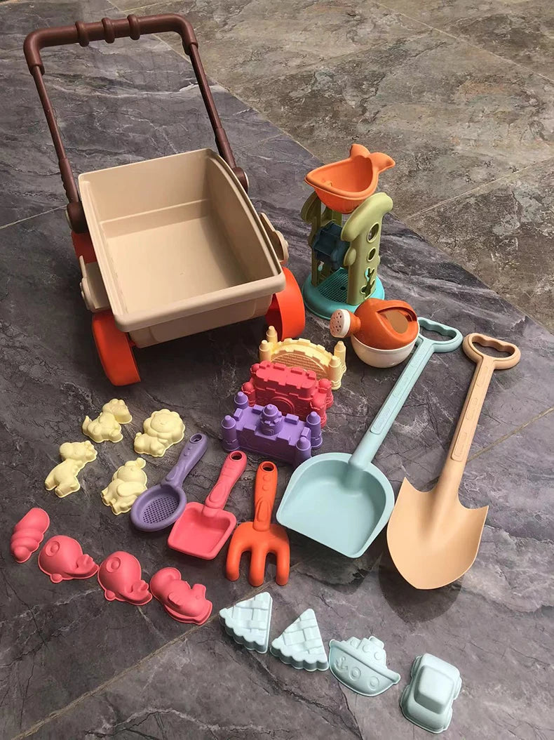 Beach playset with trolley for children 3-6 years