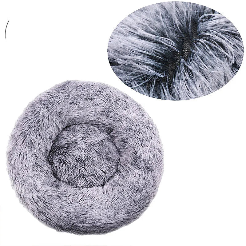 Huisdierbed rond pluche machinewasbaar Ø40-90 cm