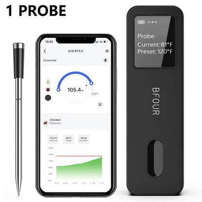 Vleesthermometer draadloos Bluetooth oplaadbaar