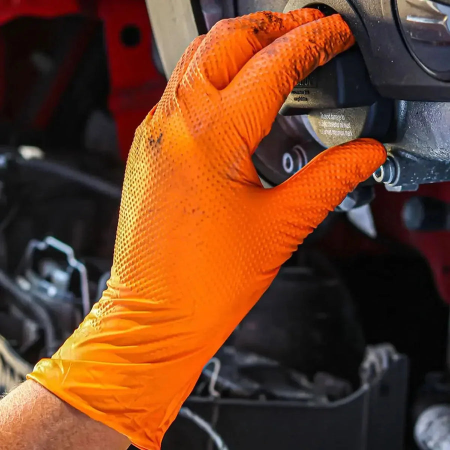 Nitril wegwerphandschoenen 8 mil oranje diamond grip