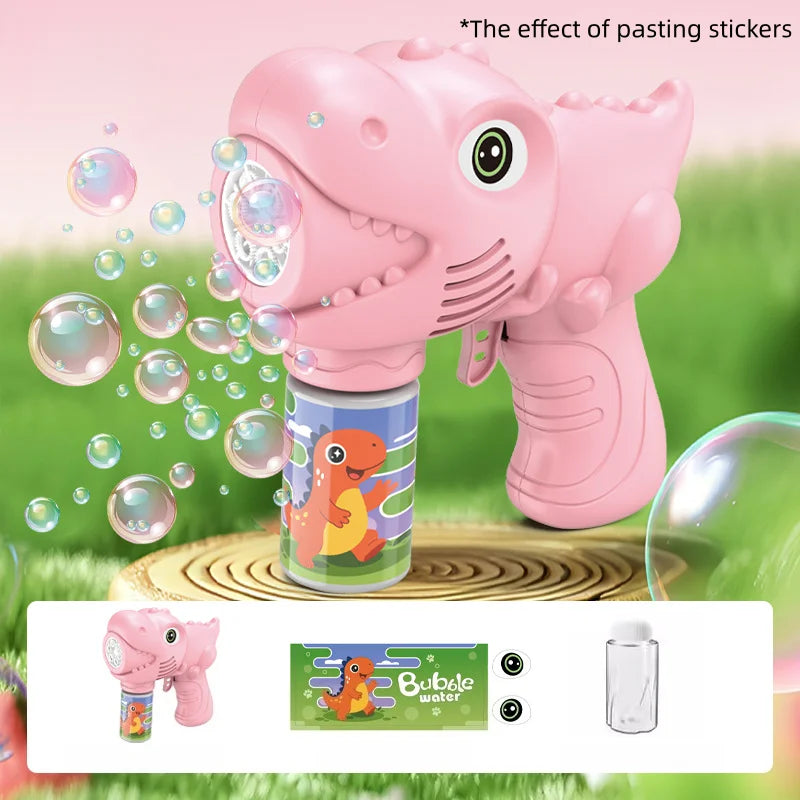 Dinosaur Bubble Machine with Light and 6 Holes – Portable for Outdoor Use