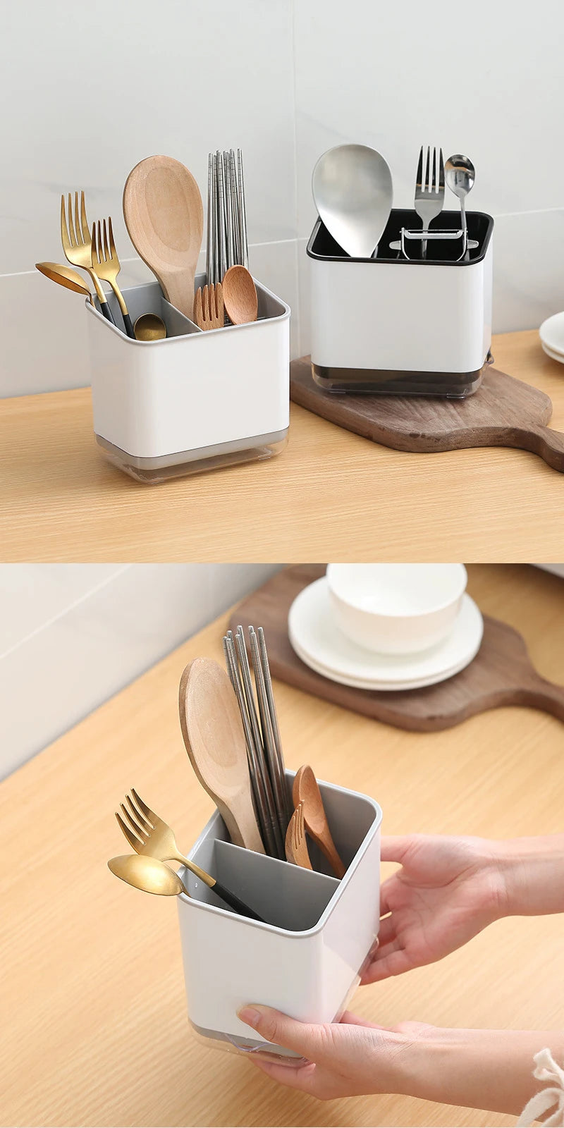 Bestek organizer met afdruiprek - Dubbellaags en afneembaar