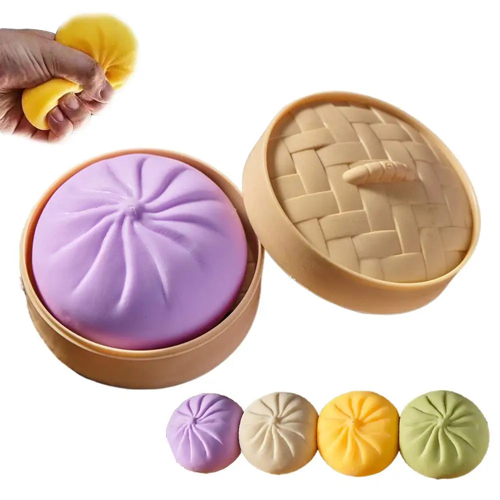 Kleurrijke Dumpling Stressbal Fidget Toy met Stoommandje