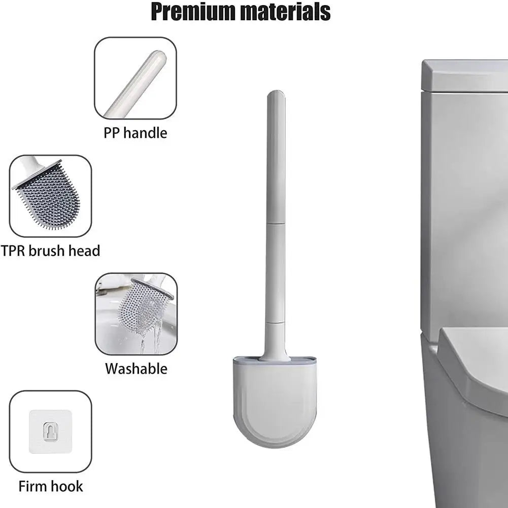 Toiletborstel siliconen ophangbaar met houder