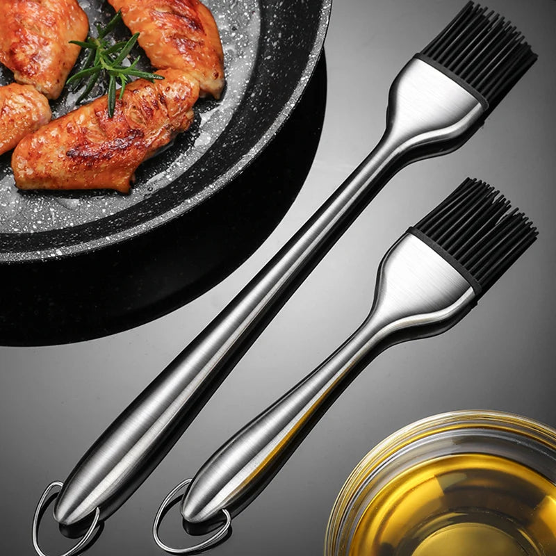 Silicone Brush with Stainless Steel Handle for Baking, Cooking, and BBQ