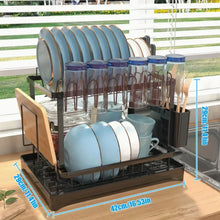 Afwasrek 2 Laags met Afdruipvlak, Bestek- en Bekerhouder, Draaibare Afvoer