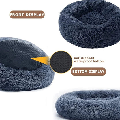 Huisdierbed rond pluche machinewasbaar Ø40-90 cm