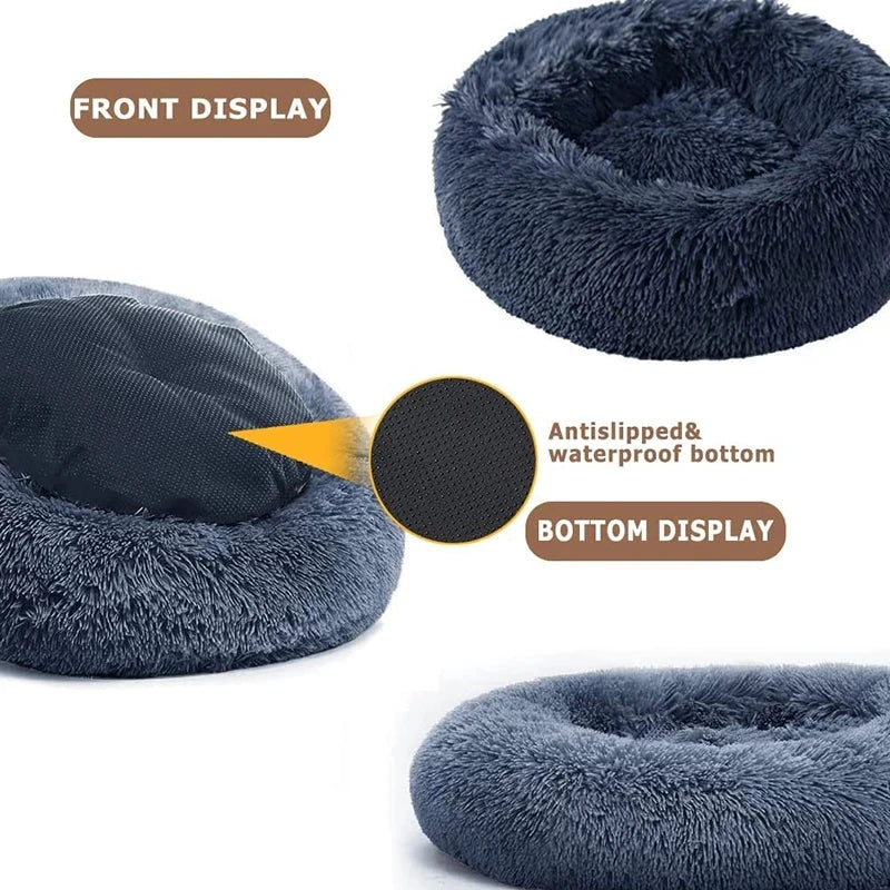 Huisdierbed rond pluche machinewasbaar Ø40-90 cm