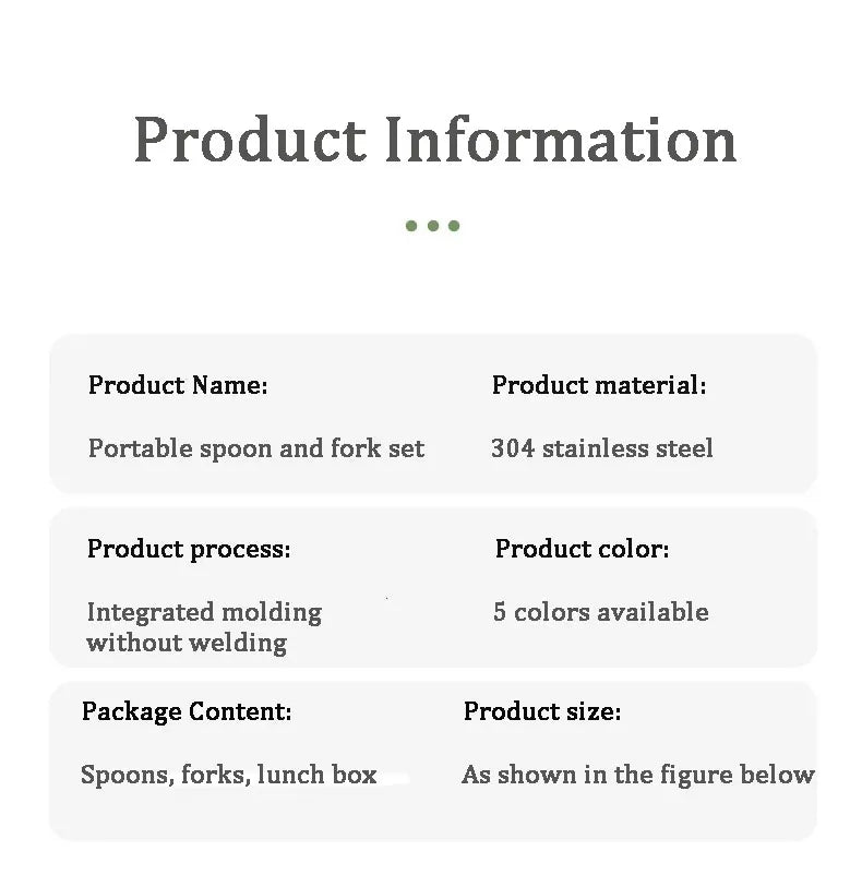 Draagbare RVS Bestekset met Lepel en Vork