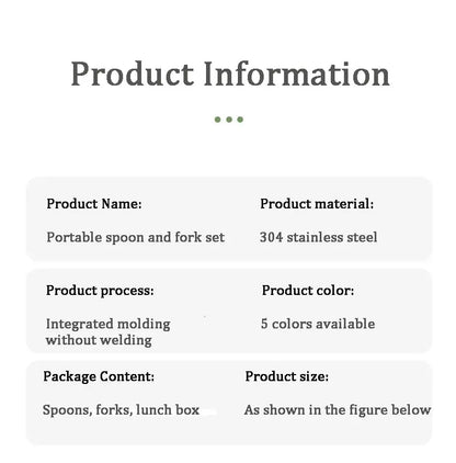 Draagbare RVS Bestekset met Lepel en Vork