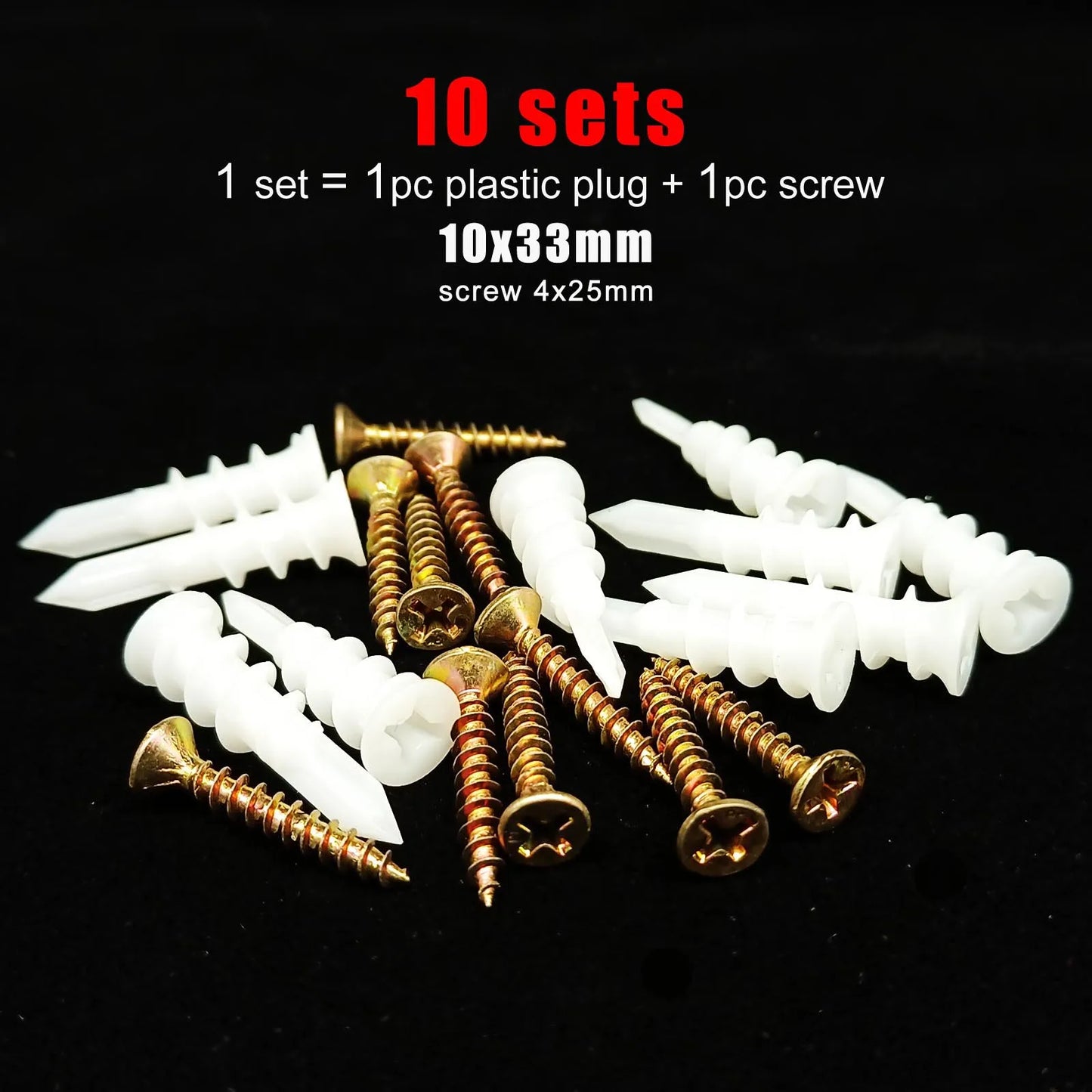 Zelfborende gipsplaatpluggen met schroeven 10 sets