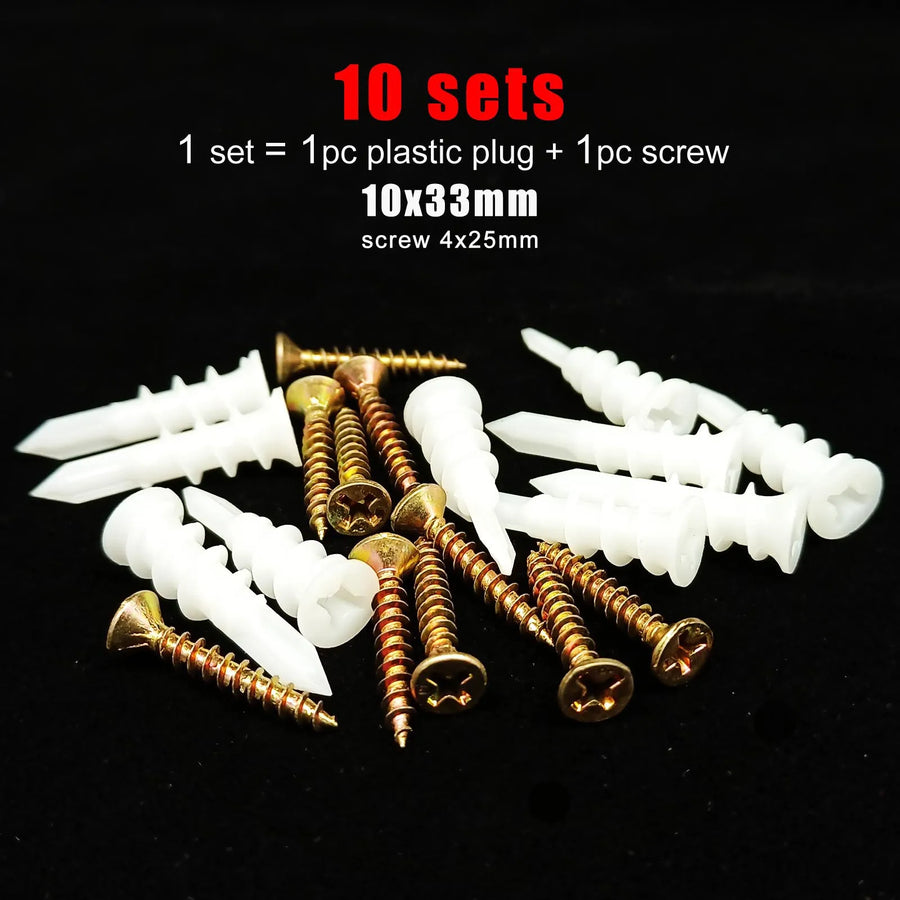 Zelfborende gipsplaatpluggen met schroeven 10 sets