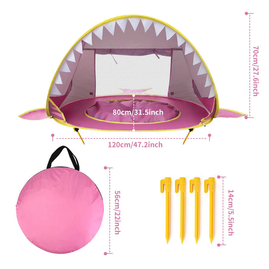 Pop-up strandtent kinderen met zwembadje UV-bescherming