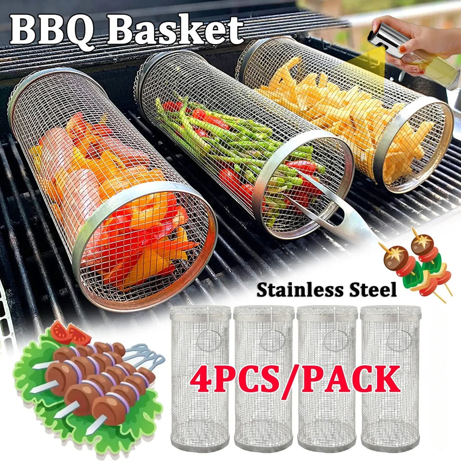 Barbecuebasket rol rond roestvrij staal