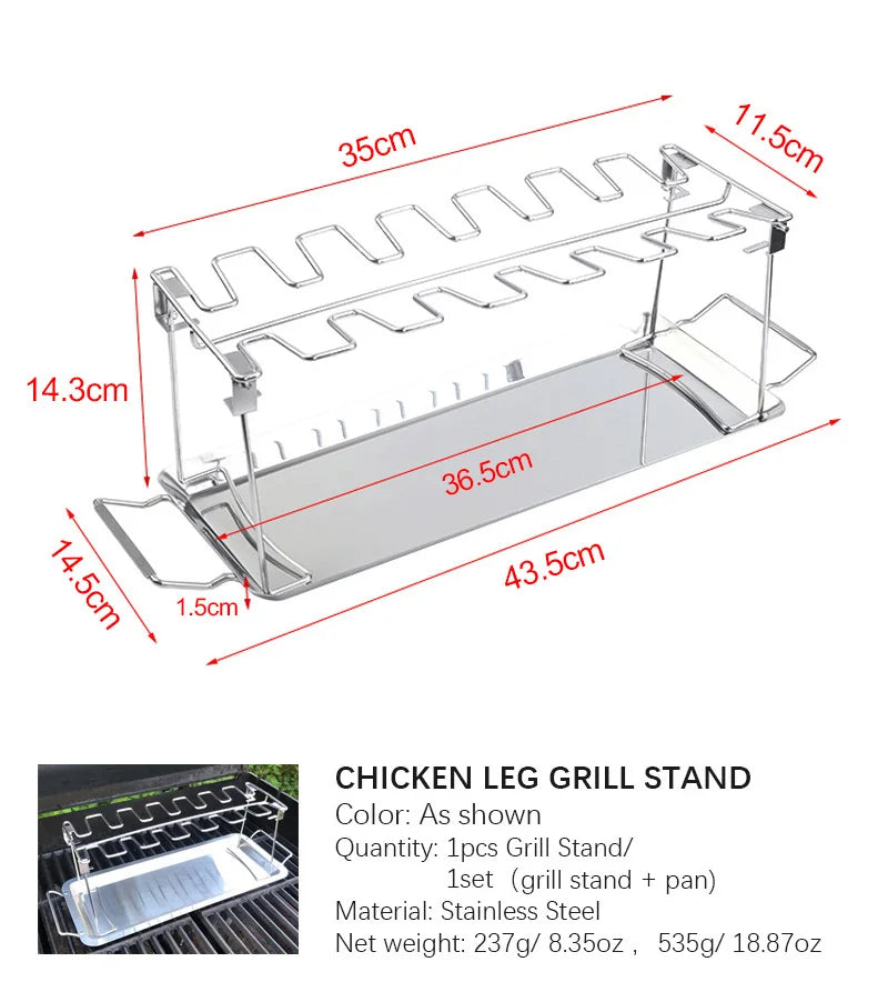 Grillrek kipdrumsticks 14 plekken met druppelpan