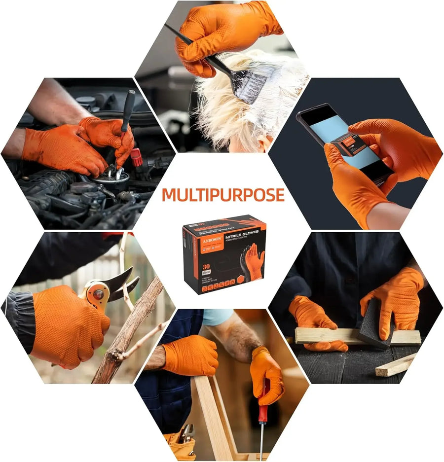 Nitril wegwerphandschoenen 8 mil oranje diamond grip
