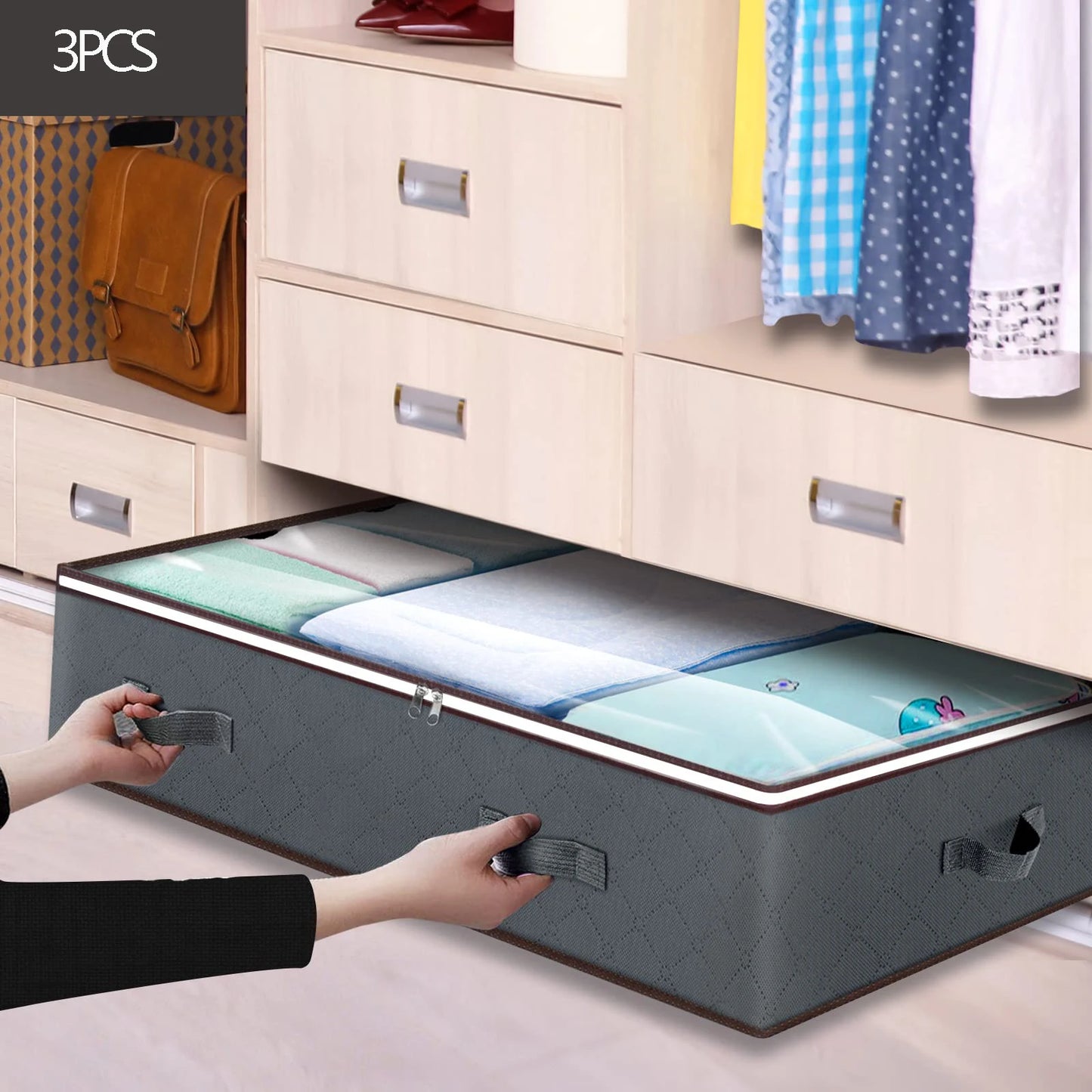3-delige Opvouwbare Opbergboxen voor Onder het Bed