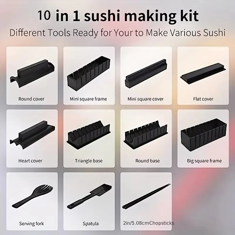 Sushi maker kit 10-delig kunststof