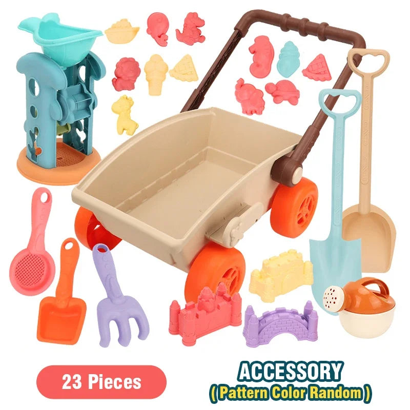 Beach playset with trolley for children 3-6 years