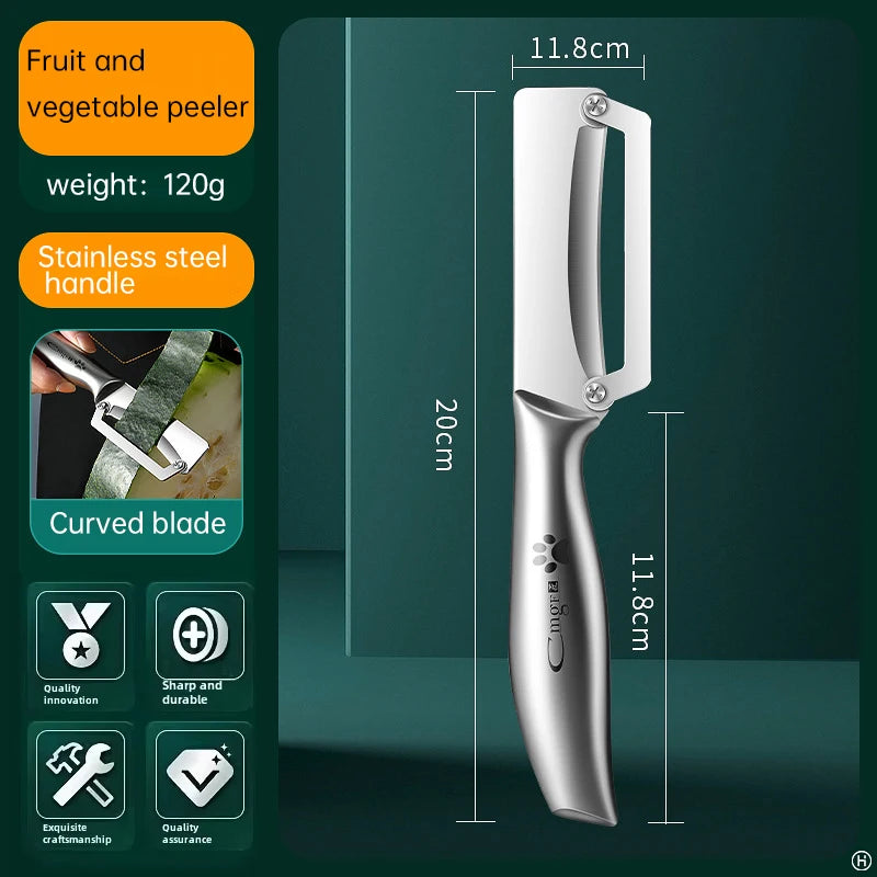 Roestvrijstalen dunschiller met houten handvat