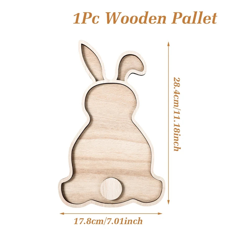 Houten serveerblad paashaas met vakken