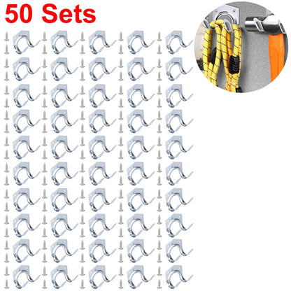 Set van 5 Dubbele Gietijzeren Wandhaken voor Gereedschap