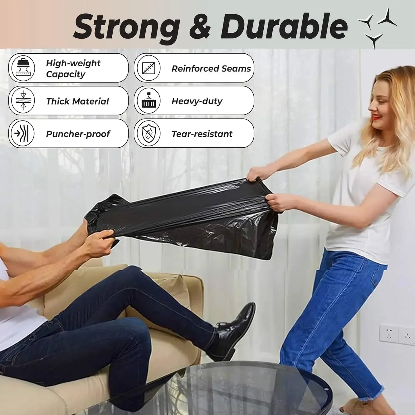 Huismerk Vuilniszakken Extra Groot Zwart voor Zwaar Gebruik