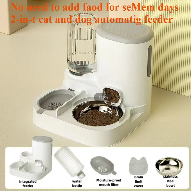 Integrated Food and Water Bowl for Cats and Dogs | Plastic