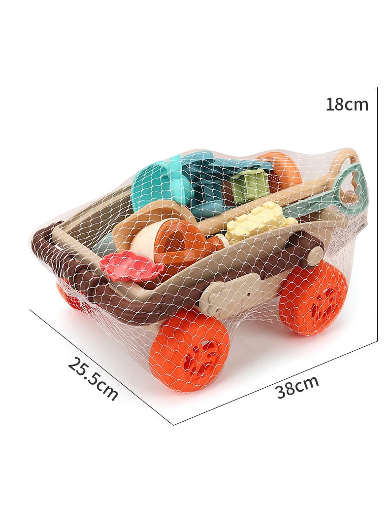 Beach playset with trolley for children 3-6 years