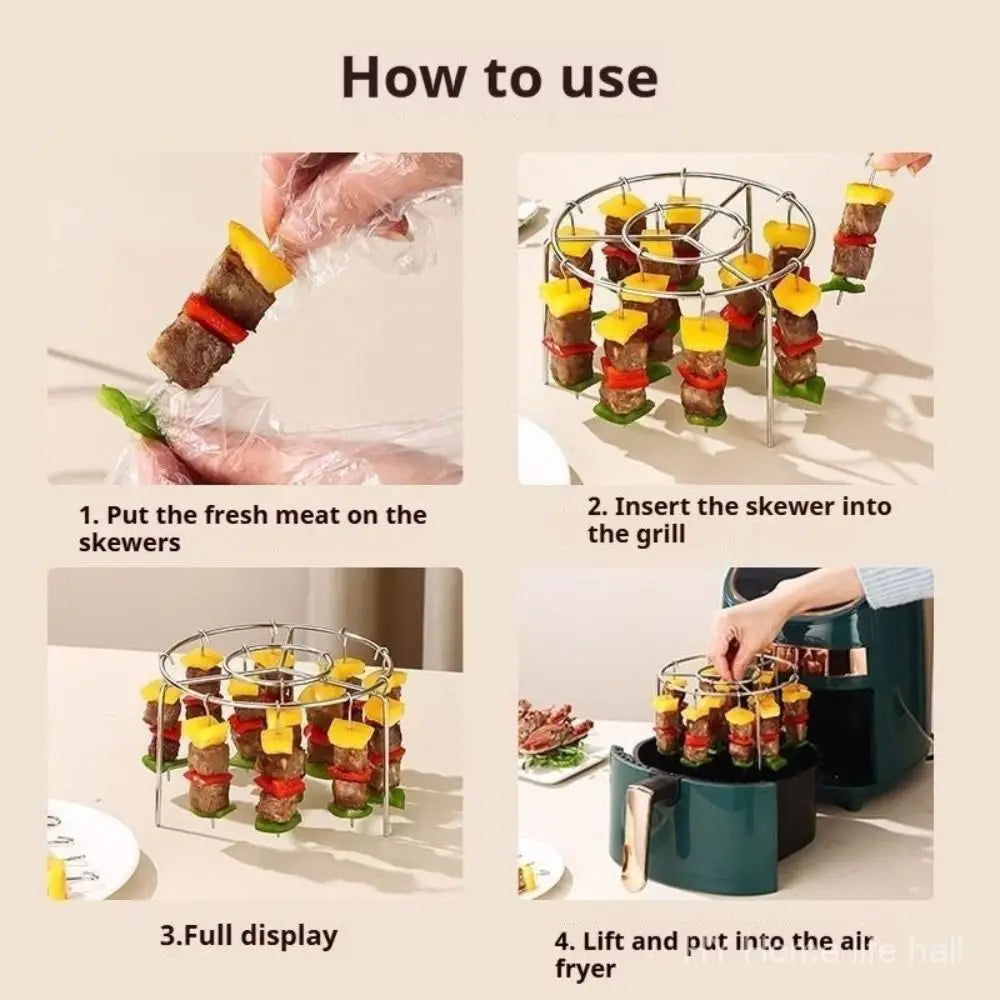 Airfryer spiesjesrek rond roestvrij staal