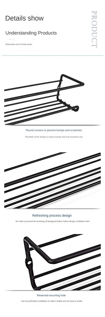 Set van 2 ijzeren draadkruidenrekken voor wandmontage