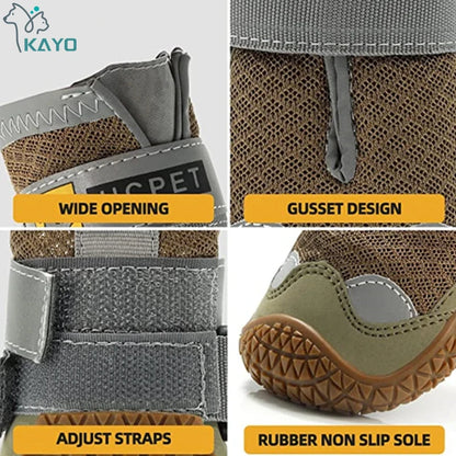 Hondenschoenen 4 stuks reflecterend anti-slip zwart