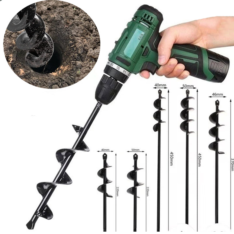 Tuinboor set 9 maten spiraal zwart