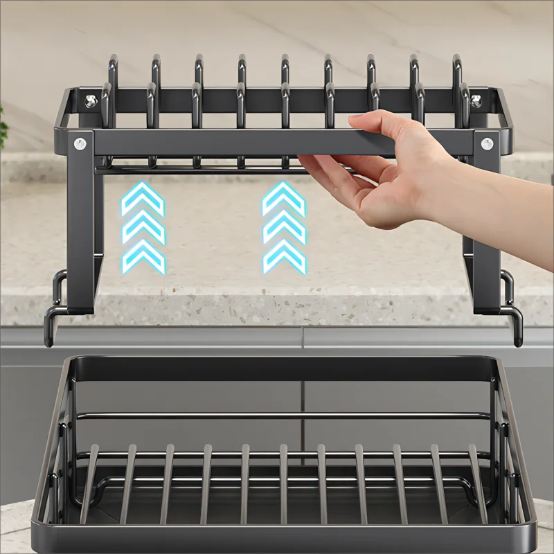 Adjustable Dish Drying Rack Over Sink with Swivel Spout